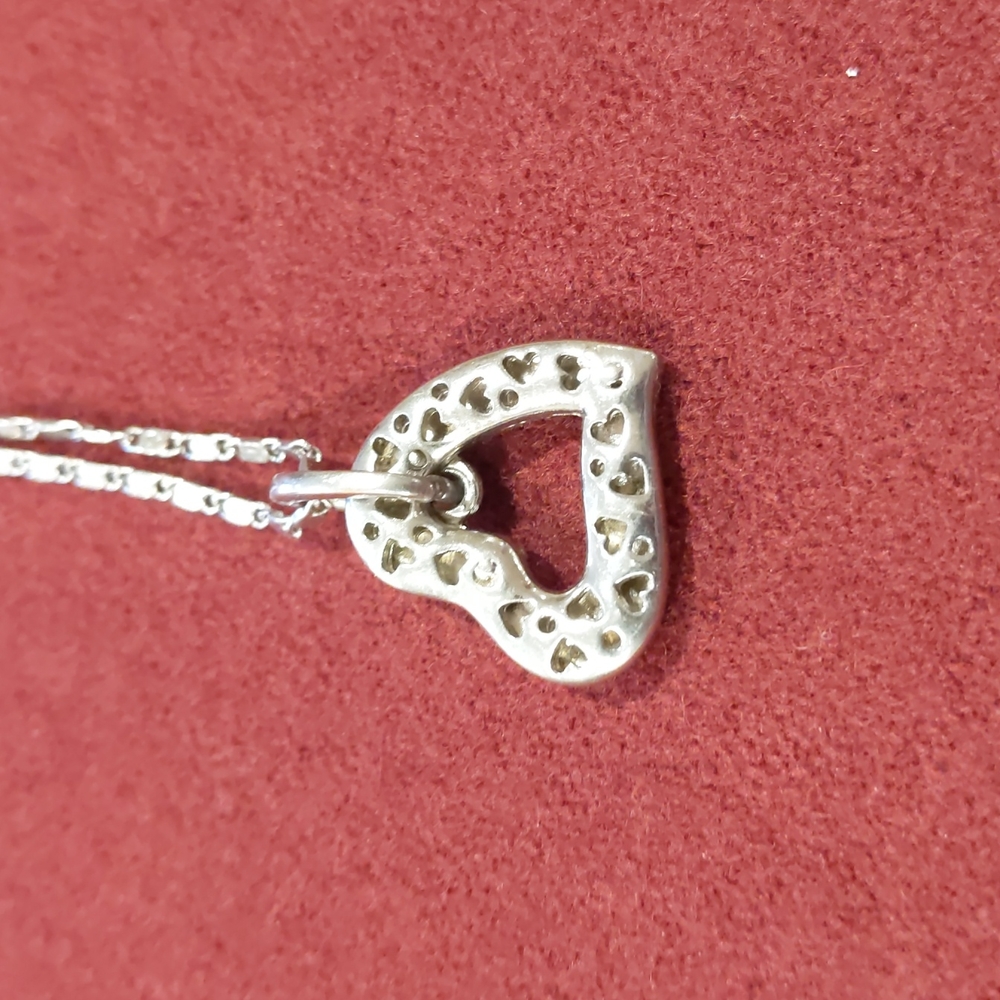 3 for $30 Heart Shaped Pendant Silver Toned Faux Diamonds on Nine Inch Necklace - Picture 7 of 7